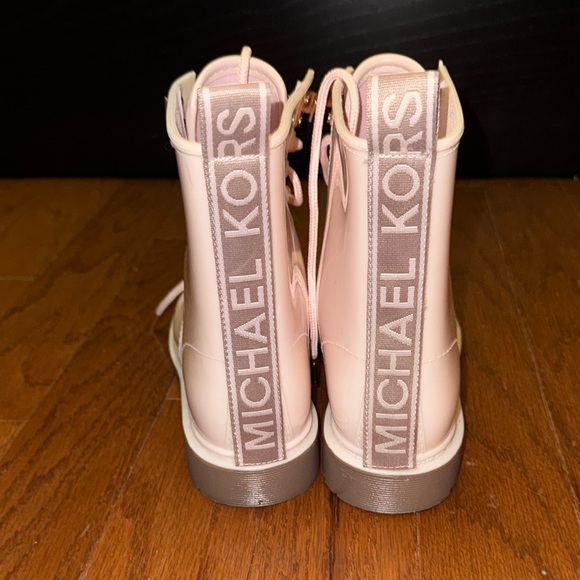 Michael Kors Pink Combat Boots with Textured Finish - Picture 2 of 6